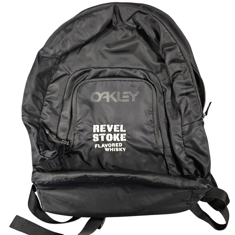 Oakley Backpack Black Revel Stoke Whisky Logo Padded Straps Sport Bag Commuter